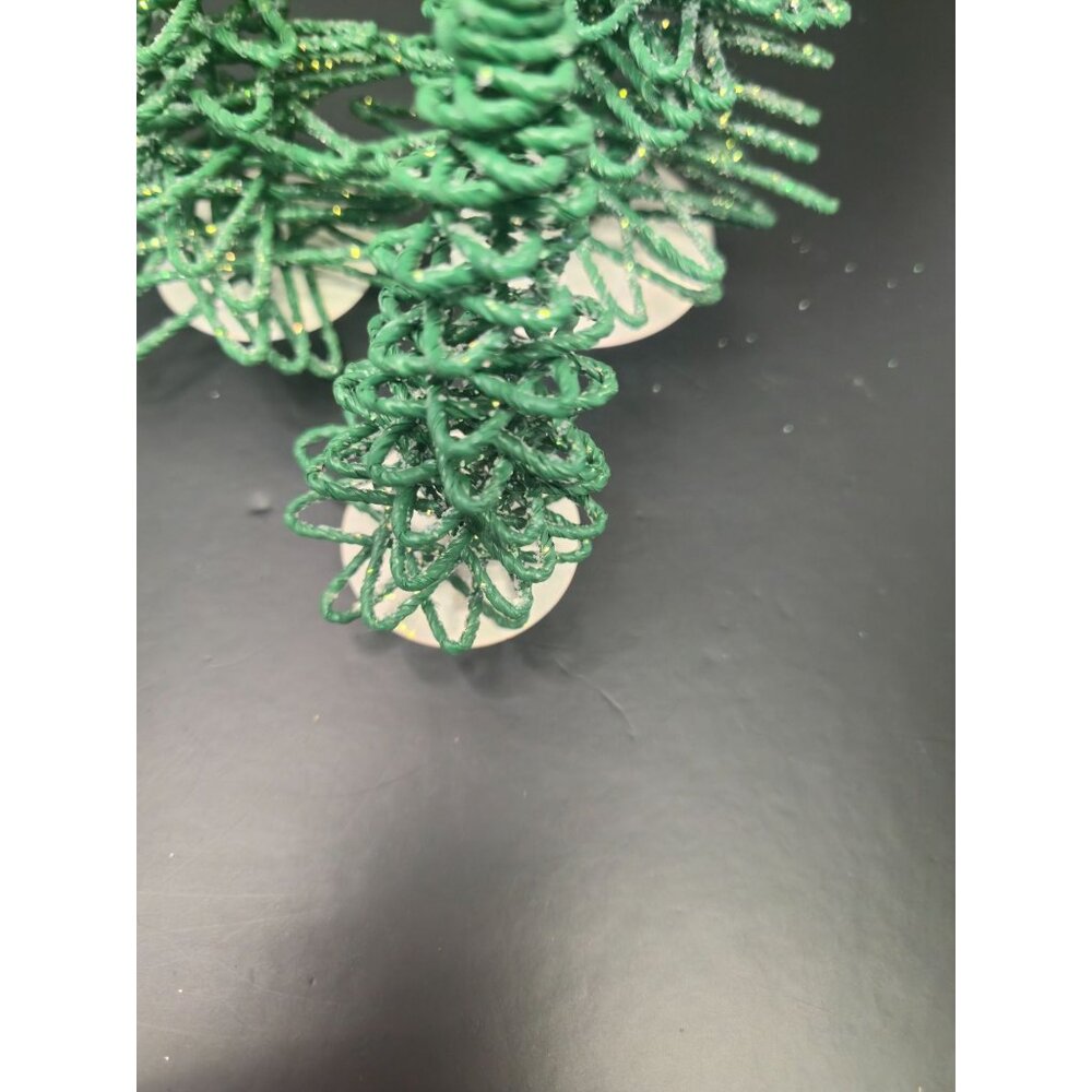 Vintage Dept 56 Village Frosted Zig-zag Trees Set of 3 Retired Green 5250-7 star - Picture 7 of 9